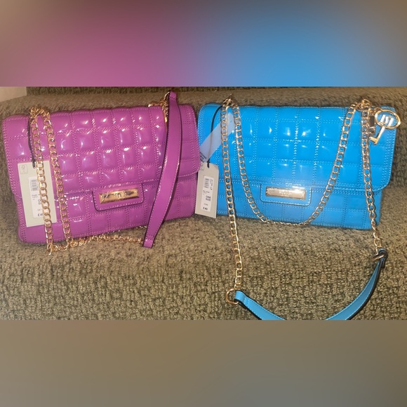 River Island Blue Patent Quilted Shoulder Bag - Picture 6 of 6